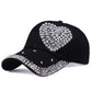 WJ7621 Damen Denimstoff Künstliche Steine Bling Bling Rot I Love Heart Jesus Baumwoll-Baseballkappen Anpassen