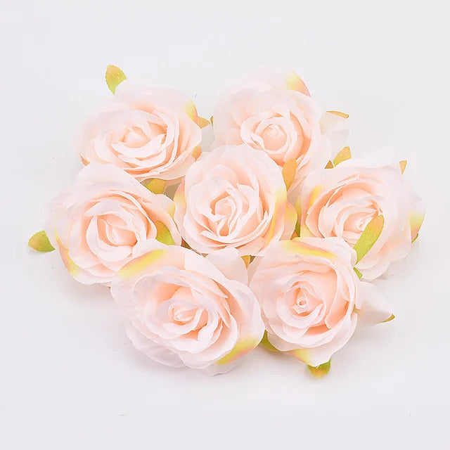 30pcs/7-8cm White Rose Artificial Silk Flower Heads DIY Wedding Home Birthday Party Decoration Wreath Scrapbooking Fake Flowers
