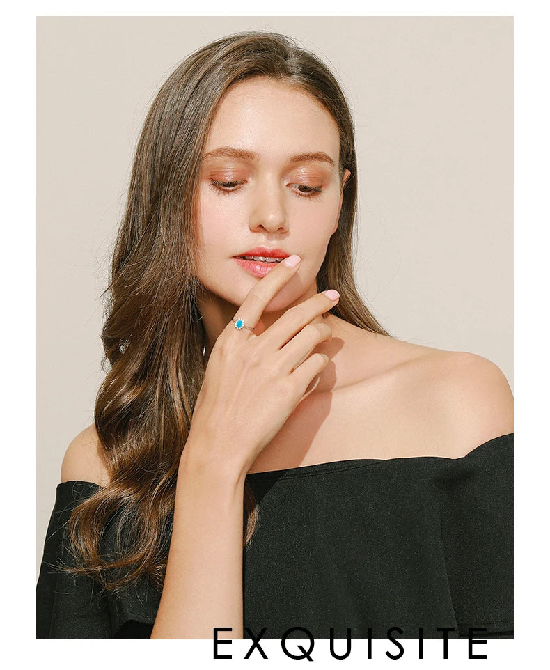 MODIAN Klassischer Kronenring für Damen aus reinem 925er Sterlingsilber mit natürlichem Türkis, elegante Mode-Ringe für Frauen, Weihnachtsschmuck