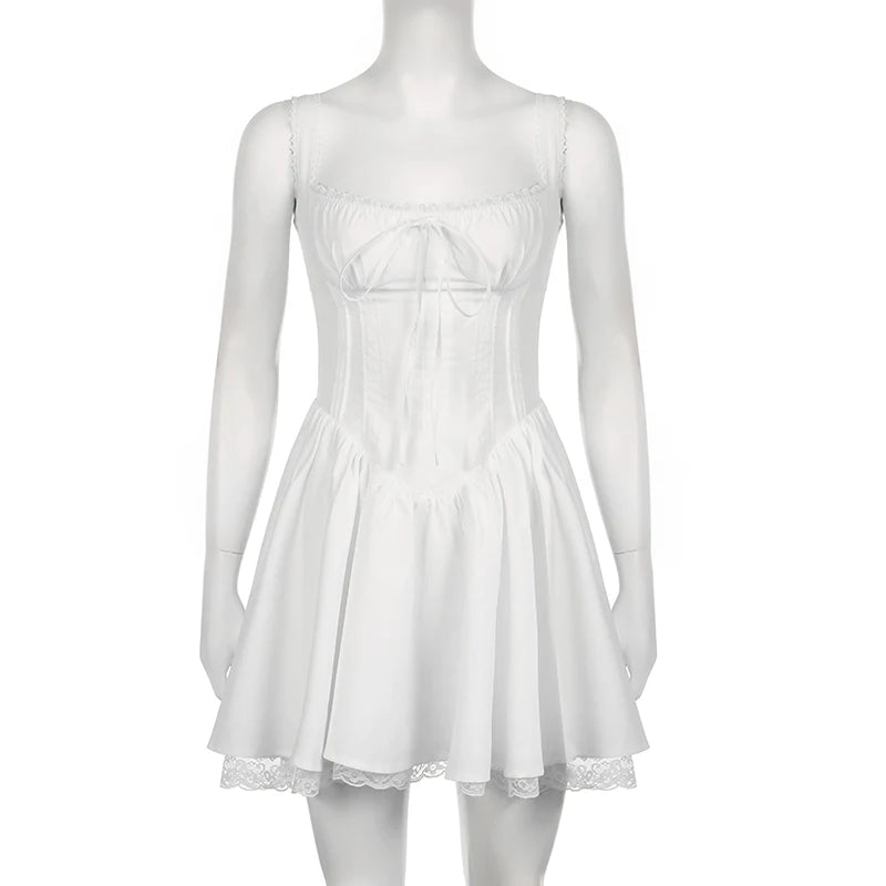 Rockmore elegante Party-Korsettkleider für Damen, modisches Abend-Bodycon-A-Linien-Faltenkleid, sexy Spitzen-Patchwork-Minikleid, neuer Sommer-Sunderss