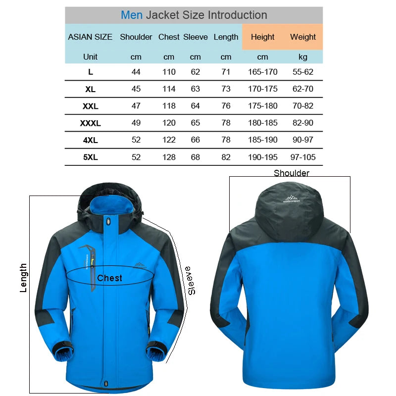 TRVLWEGO Camping Wanderjacke Herren Herbst Outdoor Sportmäntel Klettern Trekking Windbreaker Reise Wasserdichte Jacken Schwarz