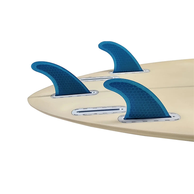Surfbrett Flossen Set Tri Finnen UPSURF Future S/M/L Honeycomb Fiberglas Orange/Gelb/Blau/Grau/Grün mit schwarzem Logo Funboard Finnen