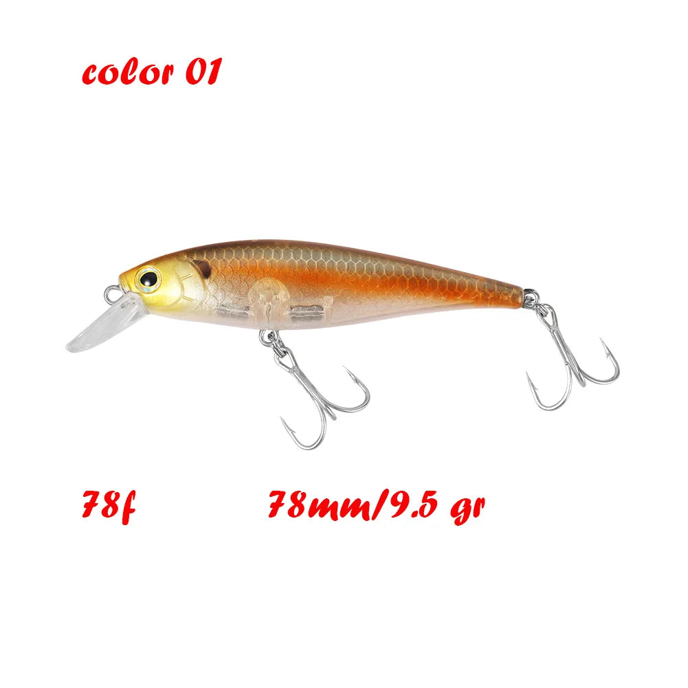 BassLegend Fishing Artificial Bait Suspending Minnow Shallow Wobbler Jerkbait Shad Bass Pike Lure 128 SP 78 F 65 SP