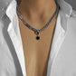 Edelstahl Cuban Gliederkette Halskette für Herren Schwarz Quadrat Anhänger Halskette Herren Halsketten Coole Hip Hop Halskette Neu
