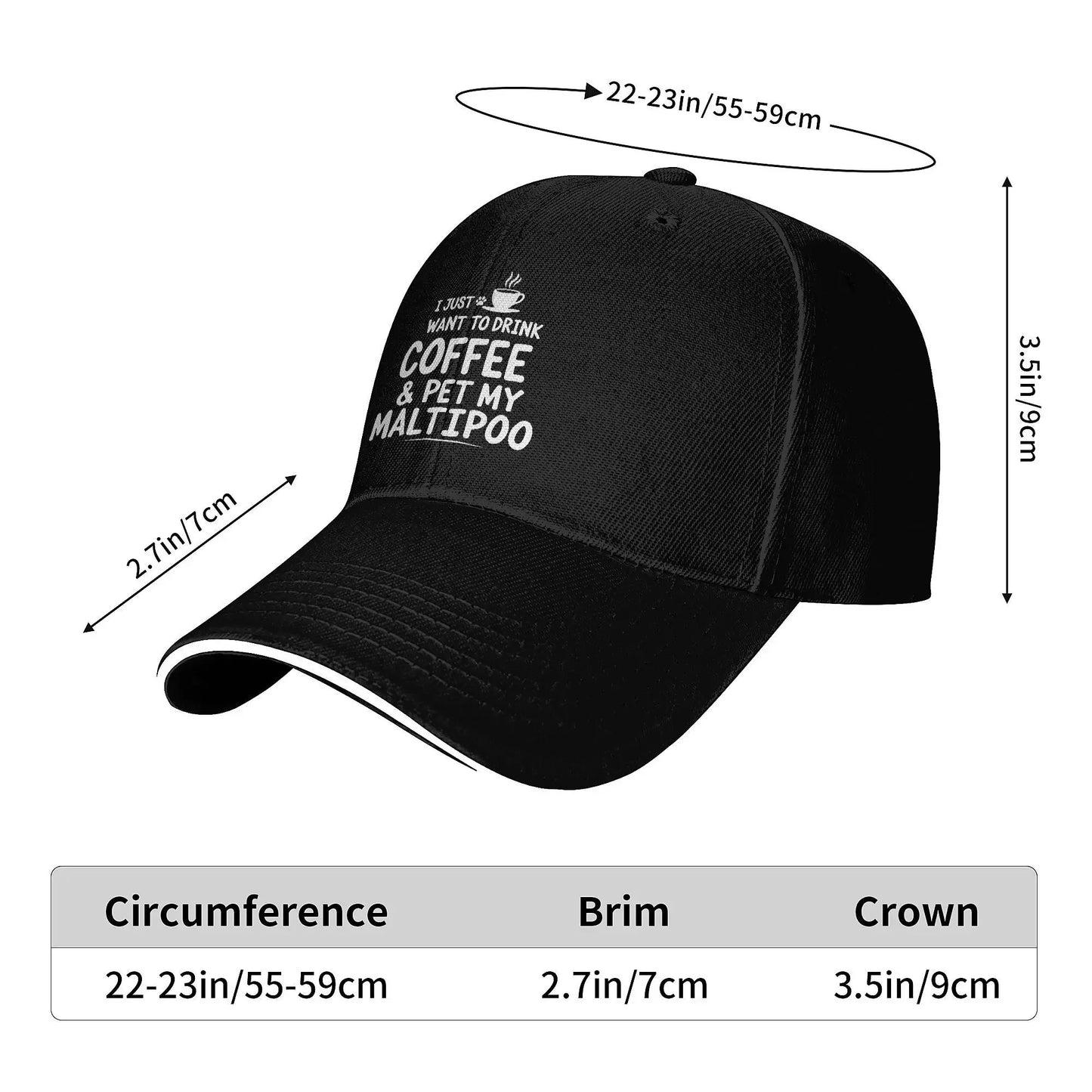Coffee and Maltipoo Print Kids Baseball Cap Youth Sports Comfortable Casual Baseball Hat Adjustable Sandwich Brim All Seasons