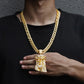 Iced Out Jesus Christus Kopf Anhänger Strass Halskette mit 13mm Miami Cuban Gliederkette Hip Hop Stil für Herren Damen Geschenk
