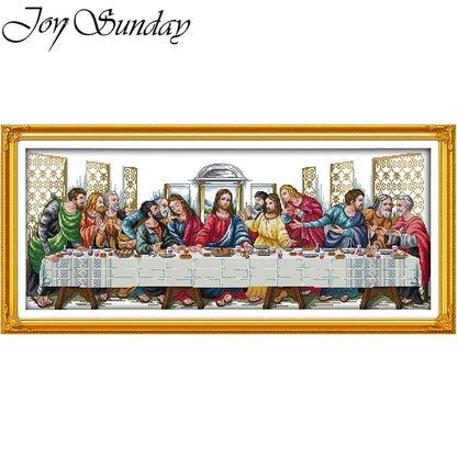 Joy Sunday Das Letzte Abendmahl Muster Kreuzstich-Sets DIY Handarbeit 16/14/11CT bedruckte Jesus Christus Sticksets Heimdekoration