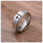 Vnox Spinner Kreuzring für Herren, schwarzer Edelstahl drehbarer Stressabbau-Fingerband, Jungen Christus Jesus Religion Ring