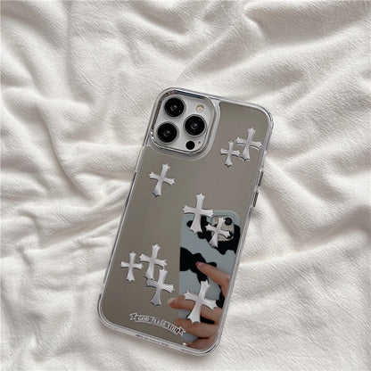 Luxury Makeup Mirror Jesus Christ Cross Phone Case For iPhone 11 13 12 14 Pro Max iPhone 15 pro max cases Cute Hard Back Cover