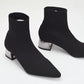 Autumn Winter Women's Knit Elastic Socks Boots Pointed Toe Chunky Heel Boots Black Fashion Ankle Chelsea Boots