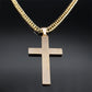 Punk Hip Hop Schwarzes Kreuz Anhänger Halskette für Frauen Männer Edelstahl Goldfarbe Männlich Jesus Christus Kette Schmuck Colar N8236S0