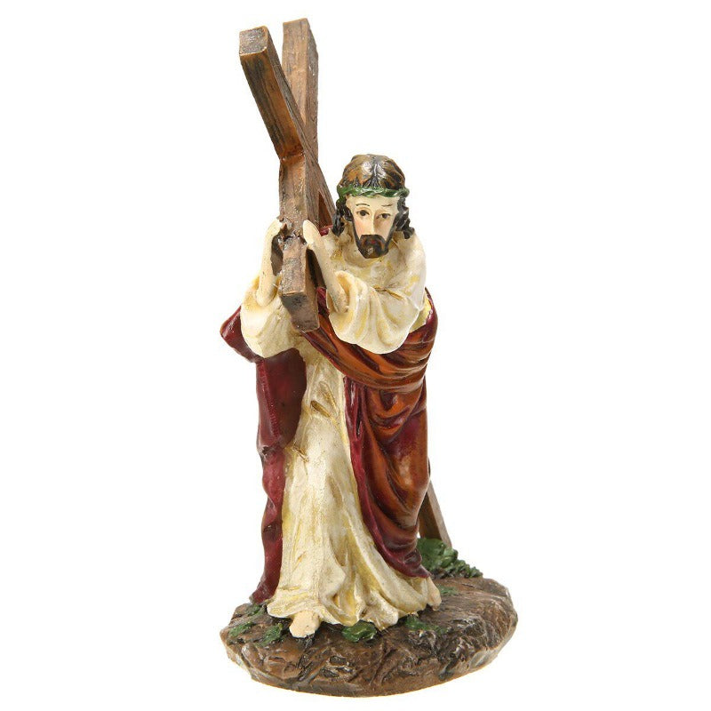 1pc Crucifix Statue Jesus Cross Resin Statue Christ Figure Catholic Religious Accessories Decor