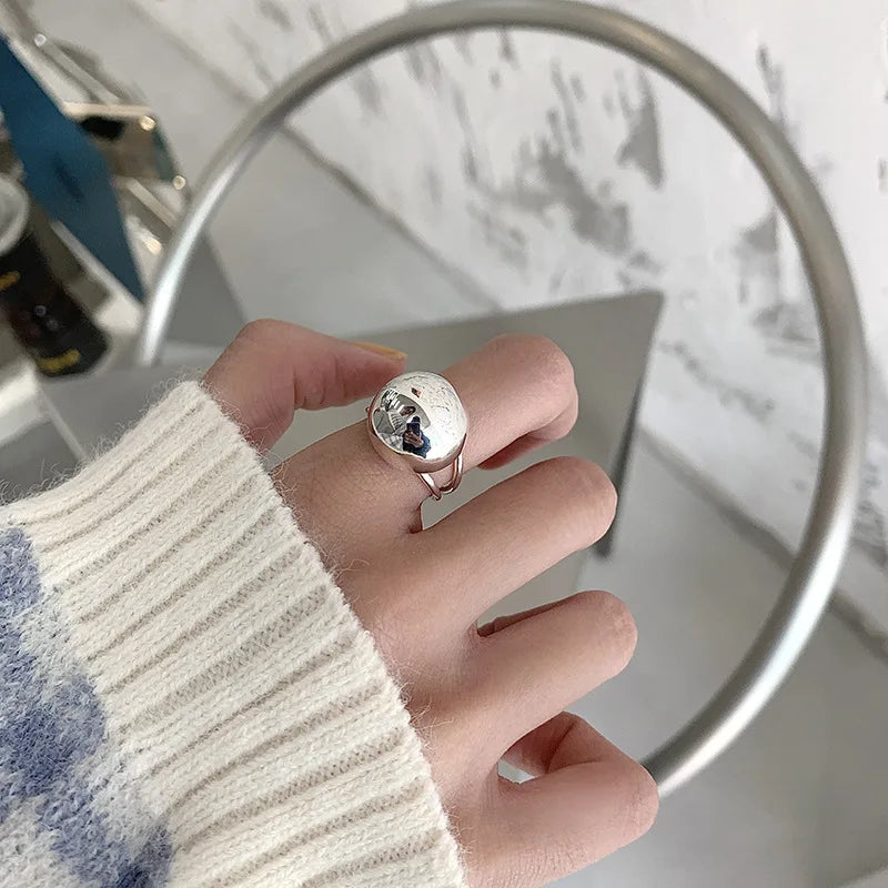 925 Sterling Silber Unregelmäßige Runde Geometrische Ringe Für Frauen Paare Mode Kreative Einfache Temperament Schmuck Accessoires