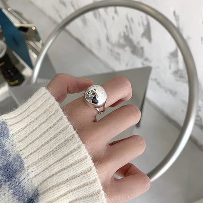 925 Sterling Silber Unregelmäßige Runde Geometrische Ringe Für Frauen Paare Mode Kreative Einfache Temperament Schmuck Accessoires