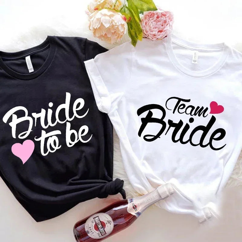 Team Braut Braut T-Shirts für Frauen Oberteile Junggesellinnenabschied Grafik T-Shirts Brautjungfern T-Shirts Frauen T-Shirts Kleidung