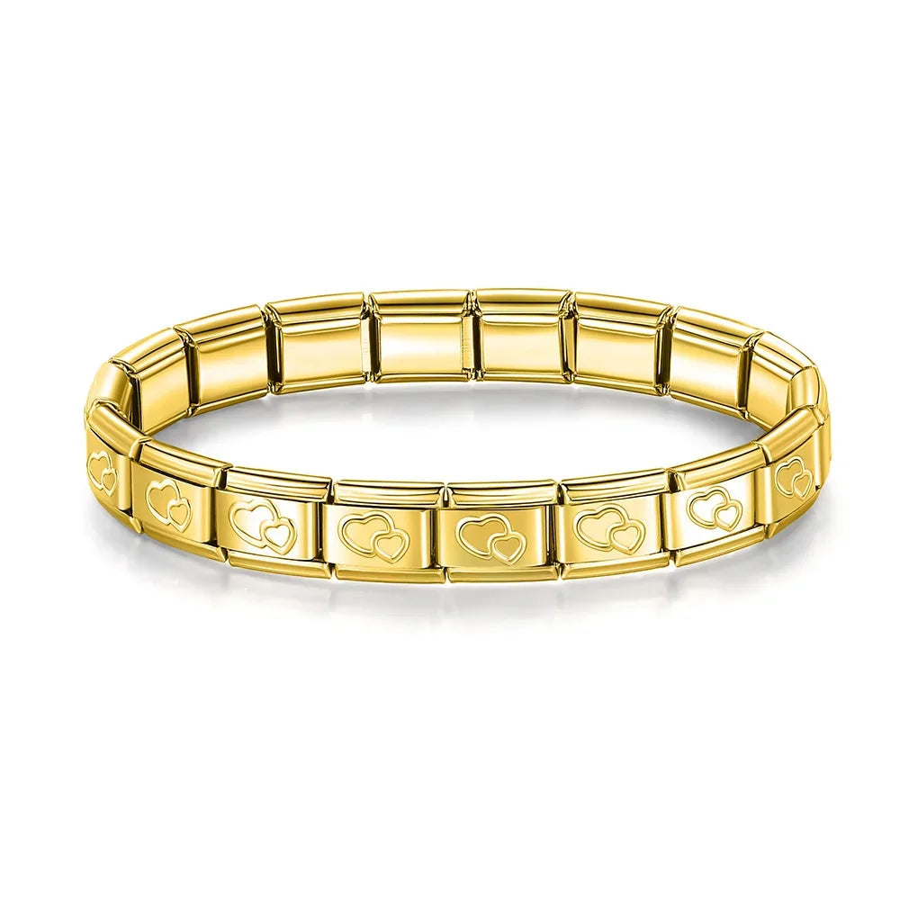 Hapiship Neue Mode Frauen Romantisches Herz 9mm Breite Edelstahl Armband Armreif Mädchen Hochzeit Weihnachtsgeschenk Schmuck G205