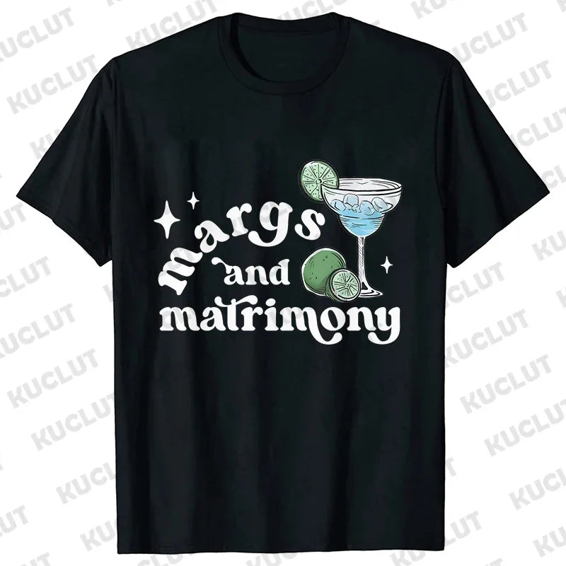 Margs & Matrimony Junggesellenabschied Party T-Shirts Harajuku Sommer Team Braut Tees Brautparty Grafik Y2k Tops