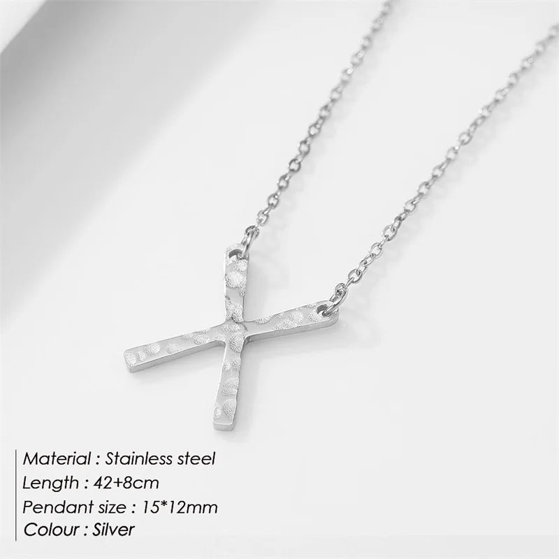e-Manco Punk Edelstahl Halskette Damen Stylische X-Form Anhänger Halskette Einfache Dünne Halskette für Frauen Modeschmuck