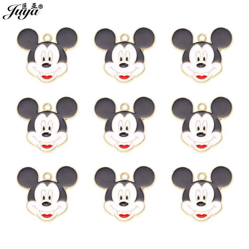 JUYA 15pcs Enamel Mouse Charm Pendants For Jewelry Making Women Kids DIY Necklace Handmade Findings Crafts Accessories