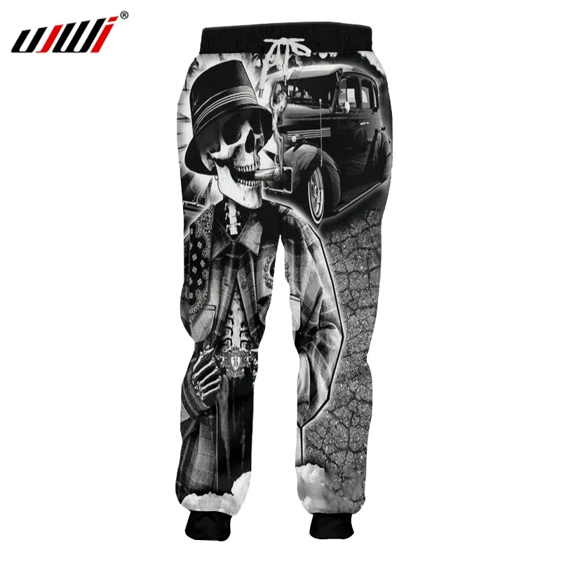 3D-Druck Totenkopf rauchend Lässige Y2K-Hose Herren Jogginghose Neu Coole Sweat-Jogger Harem Herren Volle Länge Hombre Kapuzen-Golfshirt