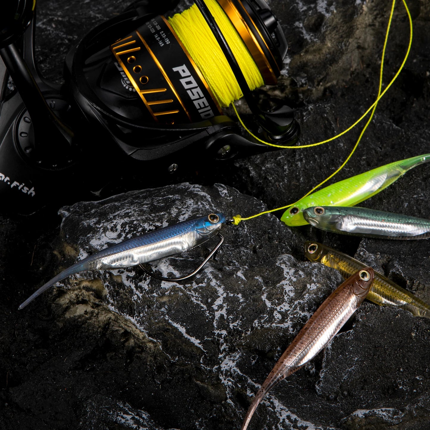 Dr.Fish 5/6 Stück Angelköder Weichplastik Silikonköder Paddelschwanz Shad Wurm Swimbait Süßwasser Barsch Forelle 70mm 80mm 100mm