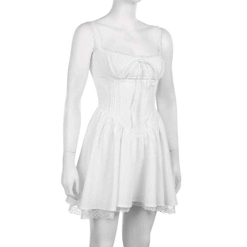 Rockmore elegante Party-Korsettkleider für Damen, modisches Abend-Bodycon-A-Linien-Faltenkleid, sexy Spitzen-Patchwork-Minikleid, neuer Sommer-Sunderss