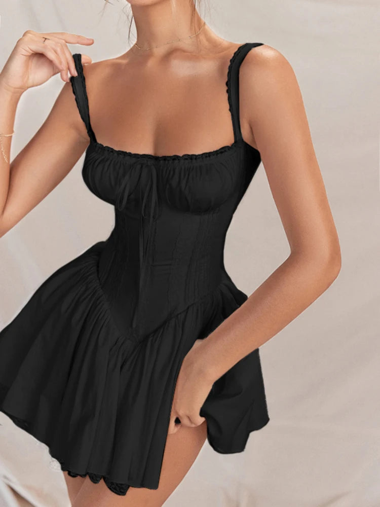 Rockmore elegante Party-Korsettkleider für Damen, modisches Abend-Bodycon-A-Linien-Faltenkleid, sexy Spitzen-Patchwork-Minikleid, neuer Sommer-Sunderss