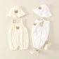 2PCS Summer Baby Clothes Set With Cap Toddler One Piece Cute Bear Sling Romper Fisherman Hat Infant Girl Boy Jumpsuit Outfit