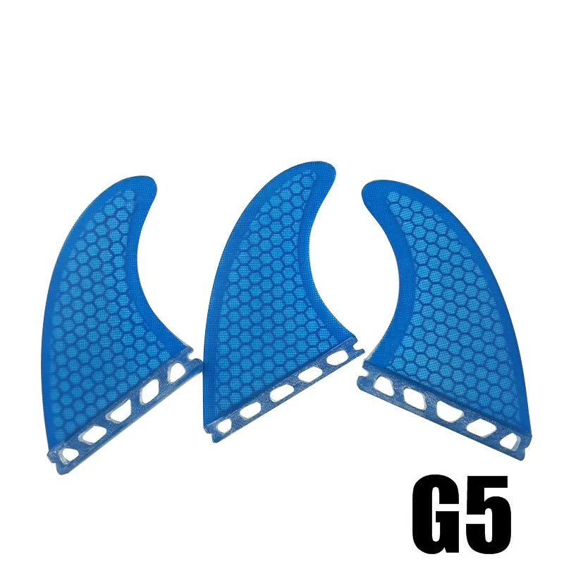 Surfbrett Flossen Set Tri Finnen UPSURF Future S/M/L Honeycomb Fiberglas Orange/Gelb/Blau/Grau/Grün mit schwarzem Logo Funboard Finnen