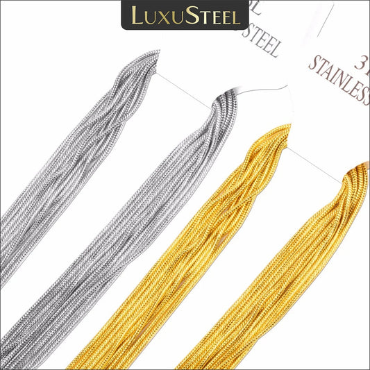 LUXUSTEEL 1mm Edelstahl Rundschlangenkette Halskette Stahl/Goldfarben Damen Halsketten 10 Stück/Los DIY Großhandel Inoxidable