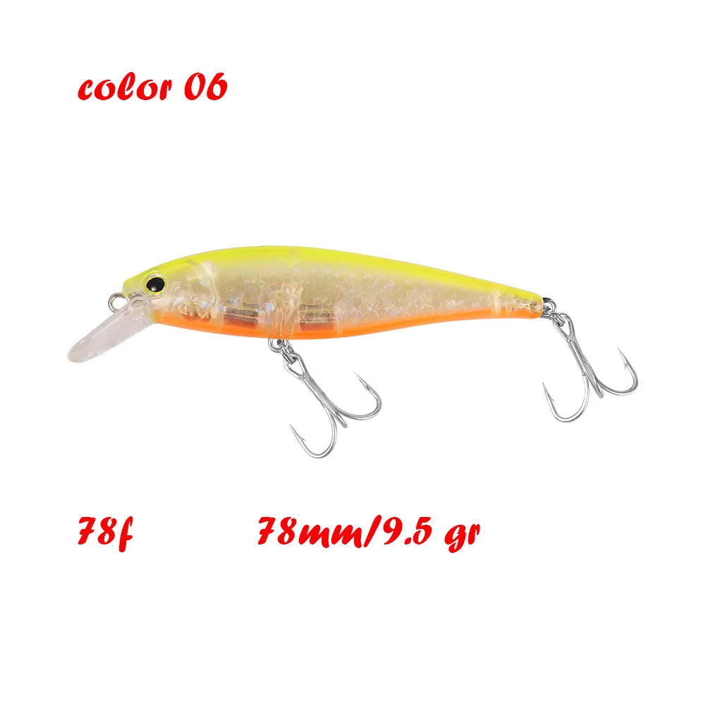 BassLegend Fishing Artificial Bait Suspending Minnow Shallow Wobbler Jerkbait Shad Bass Pike Lure 128 SP 78 F 65 SP