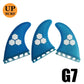 Surfbrett Flossen Set Tri Finnen UPSURF Future S/M/L Honeycomb Fiberglas Orange/Gelb/Blau/Grau/Grün mit schwarzem Logo Funboard Finnen