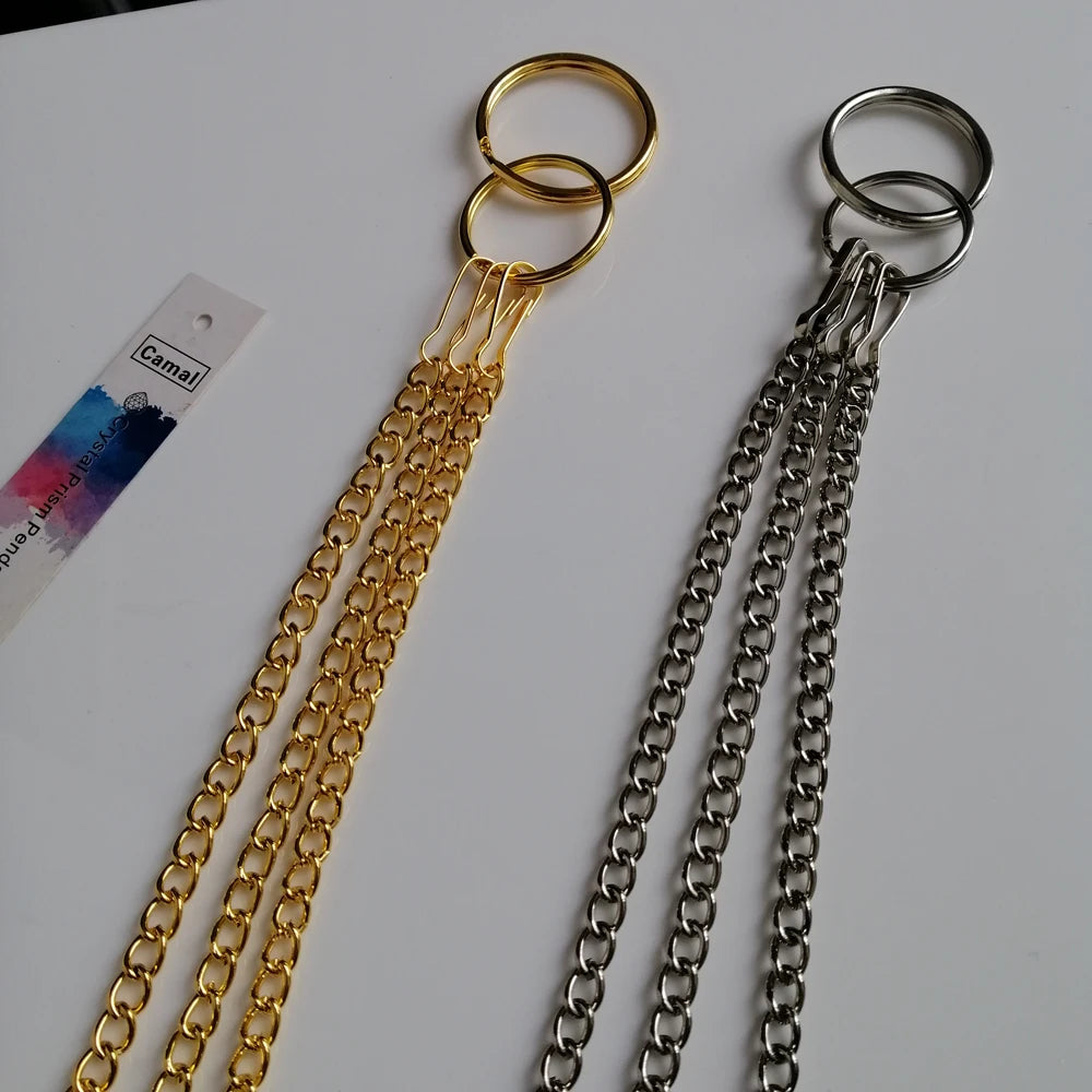 Camal 1 Stück L26cm Chrom/Gold Hängekette für Aufhänger Mittelstück Kronleuchter Rahmen Hochzeit Weihnachtsfeier Kristallperlen Dekor