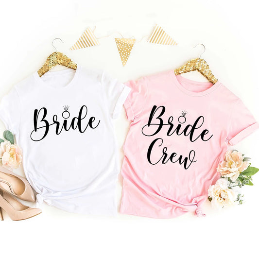Junggesellinnenabschied T-Shirt für Frauen JGA T-Shirt Braut & Crew Team Braut Tee Hochzeitsgeschenk für Bräute Verlobungs T-Shirt Kleidung