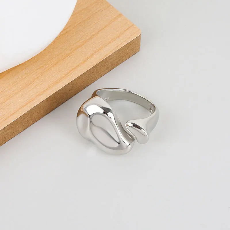 Verstellbarer, bunter Tropfglasur-Ring Damen Mode Retro Geometrischer goldfarbener Metallring Hochzeitsschmuck Geburtstagsgeschenk