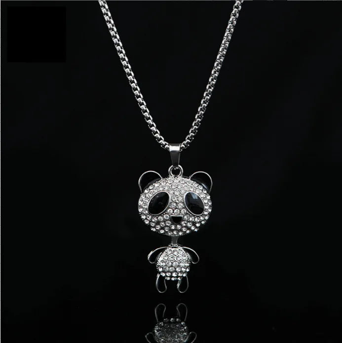 Fashion Movable Panda Necklace Lady Exquisite and Cute Cartoon Animal Hip-hop Personality All-match Pendant