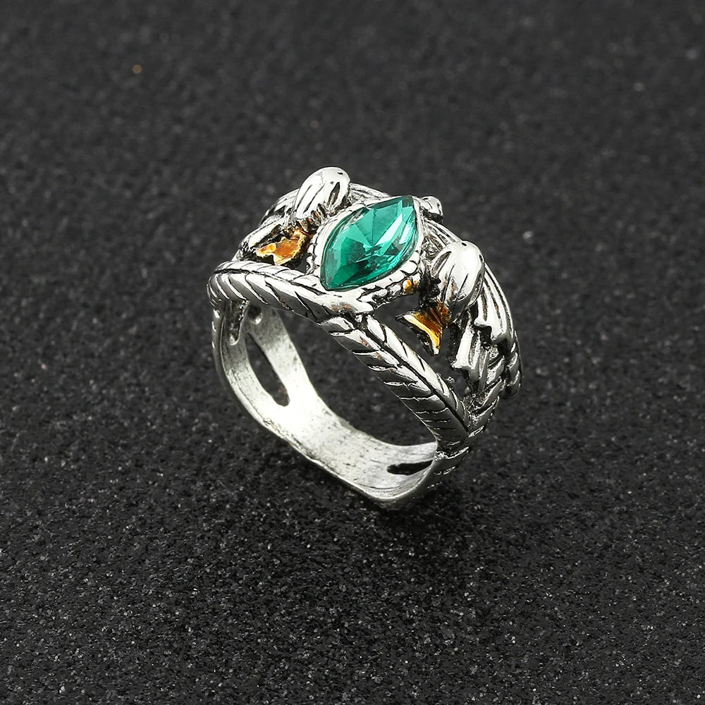 Lord Ring of Barahir, Aragorn, Gondor, Grüne Kristallringe, Cosplay Kreativität, Persönlichkeitsschmuck, Geschenke für Männer