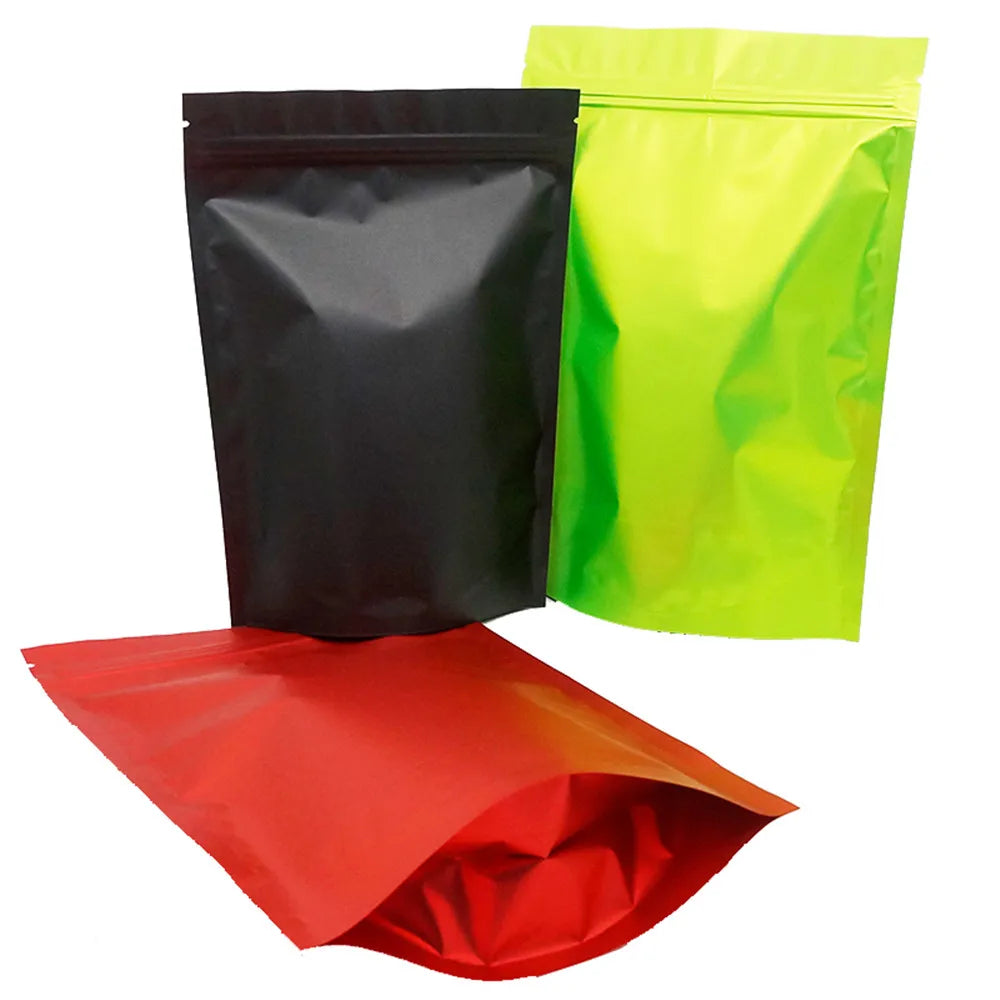 100 Stück Silberne, matte Aluminiumfolienbeutel zum Heißsiegeln – oben offene Mylar-Folienbeutel, matte Oberfläche, Kunststoff-Lebensmittelverpackung, Pulver-/Saucenbeutel