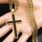 Punk Hip Hop Schwarzes Kreuz Anhänger Halskette für Frauen Männer Edelstahl Goldfarbe Männlich Jesus Christus Kette Schmuck Colar N8236S0