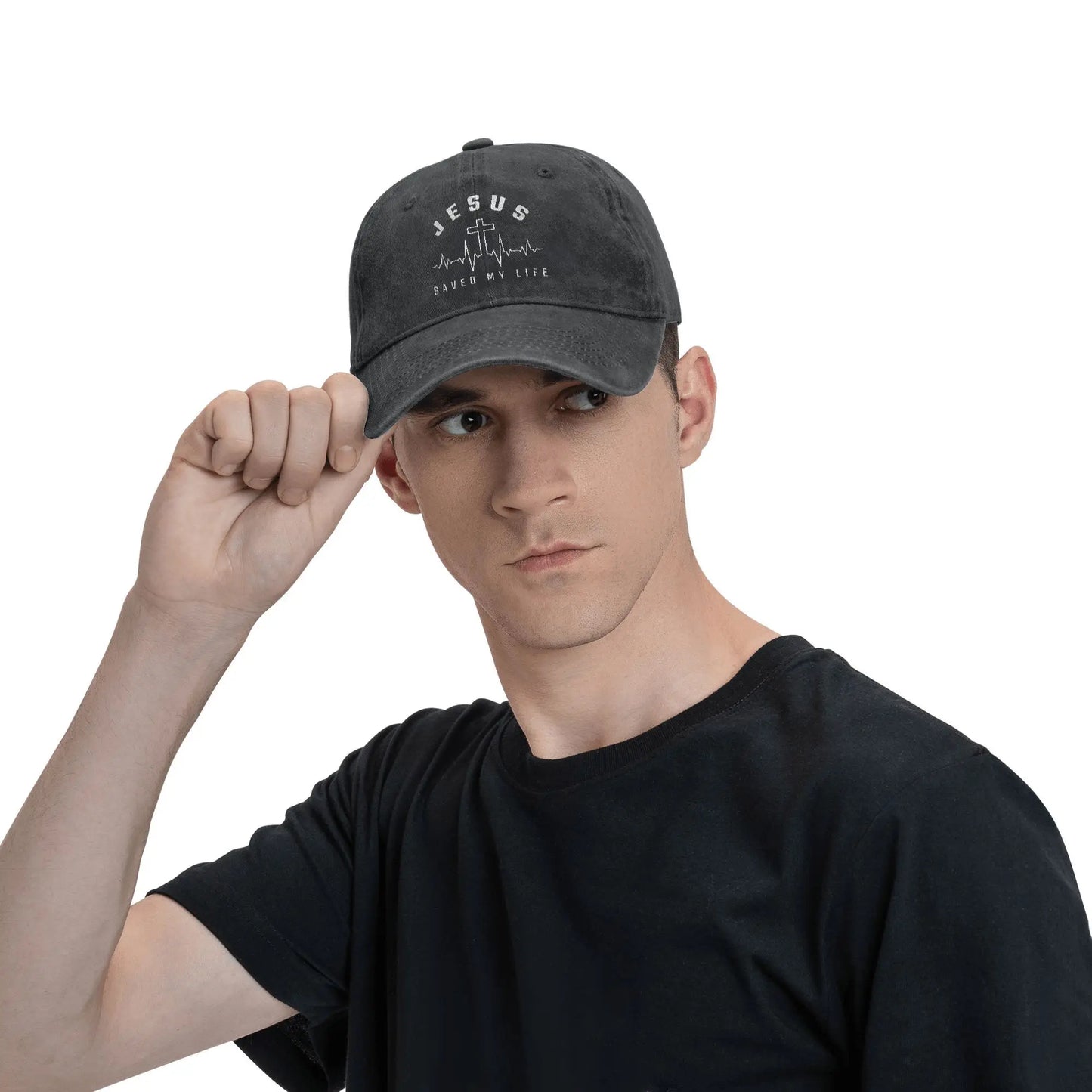 Jesus Christus Männer Frauen Baseballkappe Jesus hat mein Leben gerettet Distressed Denim Hüte Vintage Outdoor Laufen Golf Verstellbare Kopfbedeckung