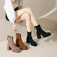 2024 Damenmode High-Heel Stiefel Winter Neuer Britischer Stil Weiche Sohle Rutschfest Laufsteg Vielseitig Warm Haltend Lederschuh