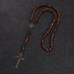 Christus Jesus Holzperlen 8mm Rosenkranzperlen Kreuz Autoanhänger Geflochtene Seilkette Halskette Religiöser Orthodoxer Gebetsschmuck