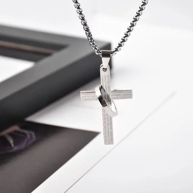 Einfache geometrische Kreuz-Anhänger-Halskette für Damen, Metallschmuck, silberfarbene Kette, Choker, Partygeschenk für Herren, Accessoires