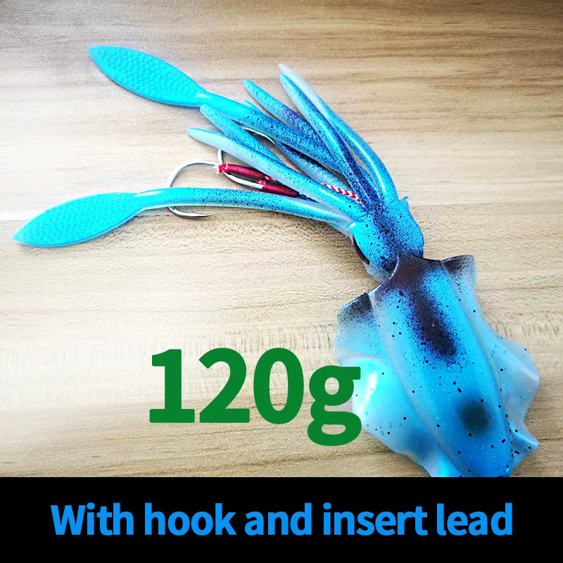 SUNMILE Angel-Gummiköder Tintenfisch 20g/60g/80g/100g/120g/150g Leuchtend/UV-Tintenfisch-Jig Angelköder für Meeresangeln Wobbler Köder