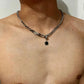 Edelstahl Cuban Gliederkette Halskette für Herren Schwarz Quadrat Anhänger Halskette Herren Halsketten Coole Hip Hop Halskette Neu