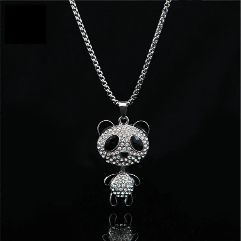 Fashion Movable Panda Necklace Lady Exquisite and Cute Cartoon Animal Hip-hop Personality All-match Pendant