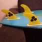 Surfbrett Flossen Set Tri Finnen UPSURF Future S/M/L Honeycomb Fiberglas Orange/Gelb/Blau/Grau/Grün mit schwarzem Logo Funboard Finnen