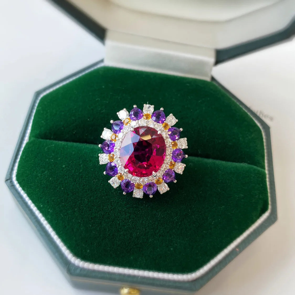 925 Silberring Oval Vintage Echt Rubin Ringe für Frauen Verlobung Edelstein Ehering Edler Schmuck Geschenk