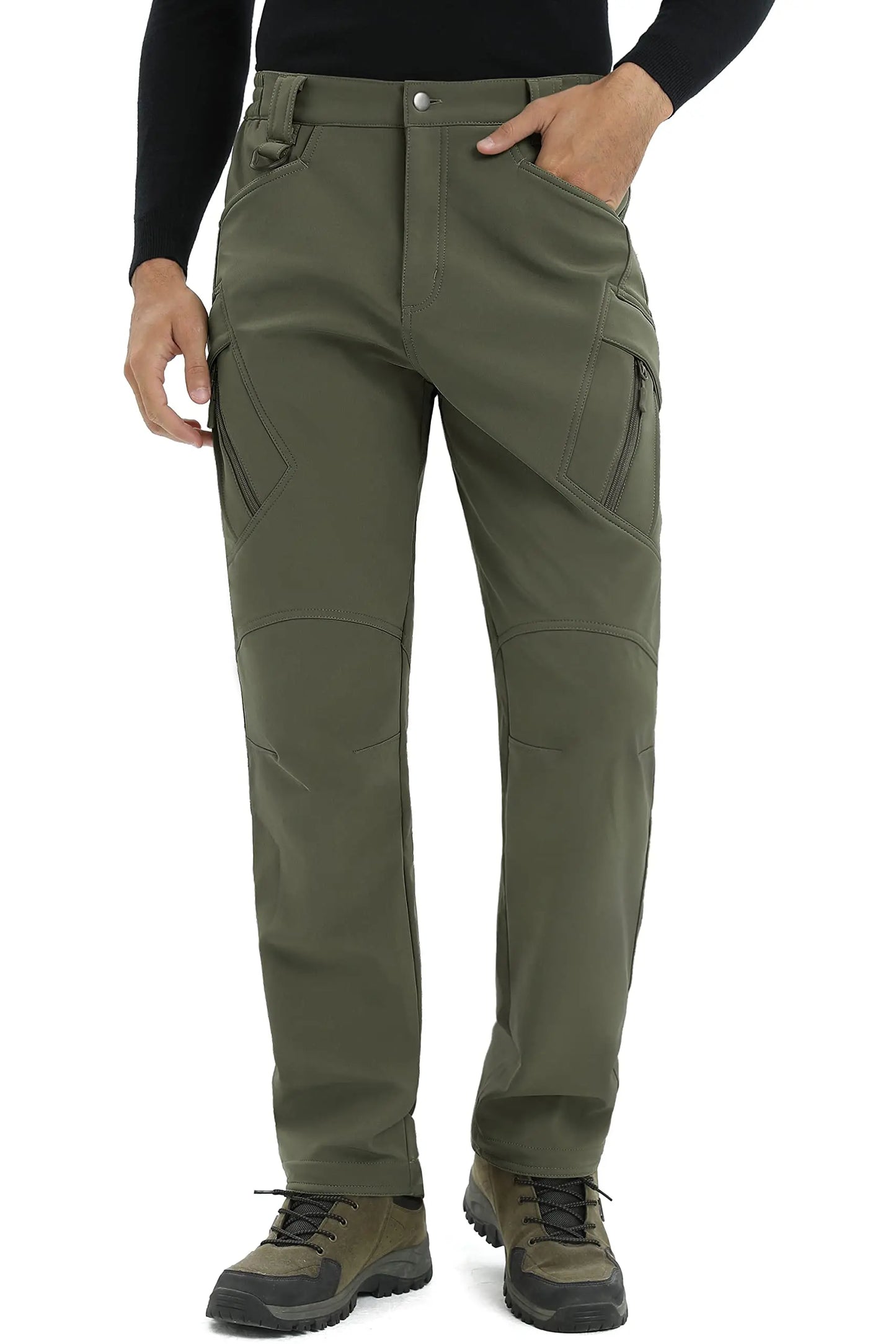 TACVASEN IX9 Winter Softshell Thermo Wanderhose Arbeitshose Herren Fleece Cargohose Wasserdicht Warm Outdoor Männer Hose