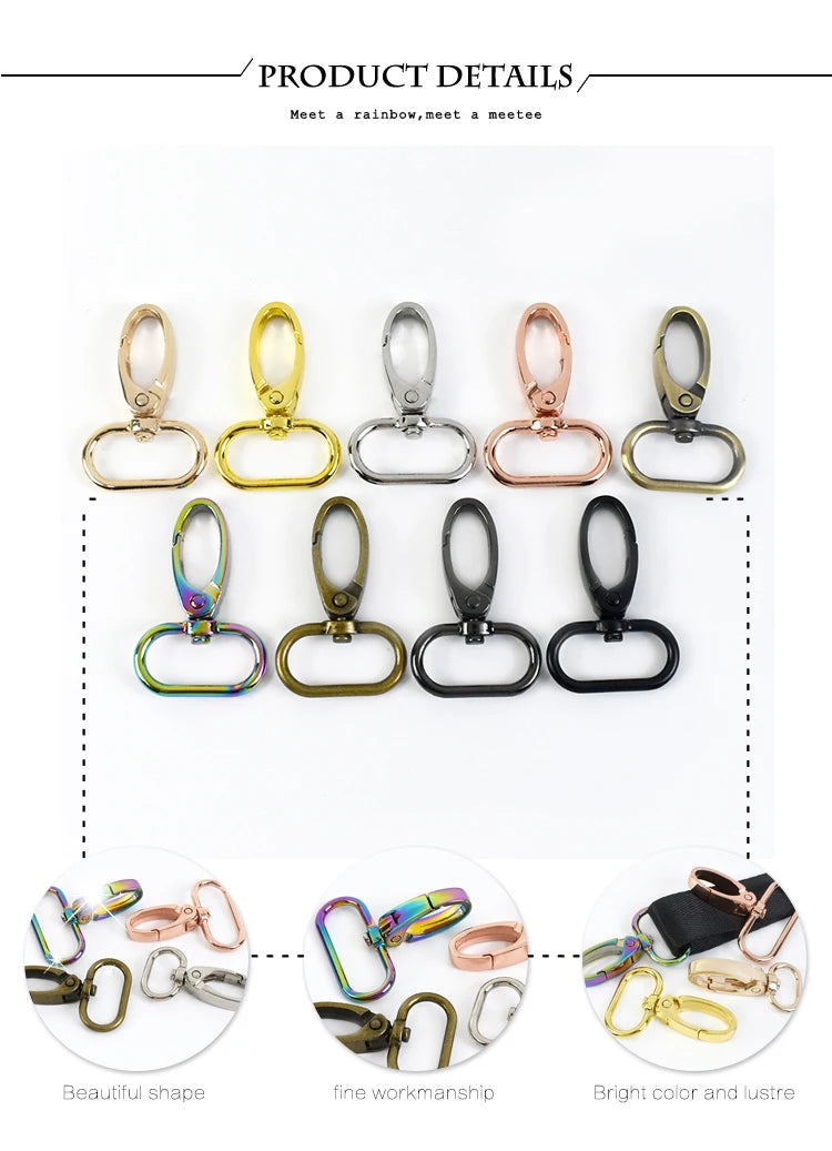 5/10Pcs Meetee 20/25/32/38mm Metal Bags Strap Buckles Lobster Clasp Collar Carabiner Snap Hook DIY KeyChain Bag Part Accessories